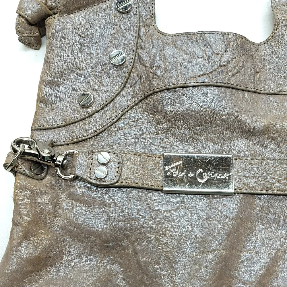 Foley & Corinna‎ Purse Mid City Tote Brown Taupe Pebbled Crossbody Hobo Zip